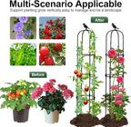 Lalahoni Garden Obelisk Trellis for Climbing Plants Outdoor, 6ft Round Rose Trellis for Pots, Metal Plant Support for Clematis, Jasmine, Ivy, Decorative Outdoor Trellis, Black, 1Pack