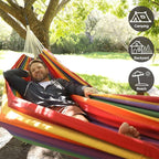 Brazilian Double Hammock with Tree Straps,Extra Large 94x63IN,2 Persons Hammock for Backyard Patio Outdoor and Indoor,450lbs Weight Capacity,Soft Woven Cotton Fabric - Coffee Stripe