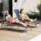 Giantex Patio Lounge Chair, Outdoor Chaise Lounge with 5 Adjustable Backrest, Sturdy Steel Frame, Sunbathing Recliner, Tanning Chair for Beach, Outside, Yard, Balcony, Pool Chairs, Navy