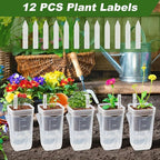 12 Pack Self Watering Pots Set for Indoor Plants, 2.5" Small Clear Self Watering Planters with Watering Holes Plastic Flower Pot with 12 Labels, 12 Ropes