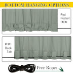 NICETOWN 2 Panels Outdoor Curtains Waterproof Pocket & Back Tab on Top & Bottom, Thermal Insulated Windproof Sun Blocking Outside Privacy Drapes for Patio with Fixed Rope, W84 x L95, Sage Green