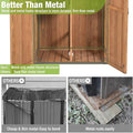 Outdoor Storage Shed with Metal Frame and Adjustable Shelves, Brown