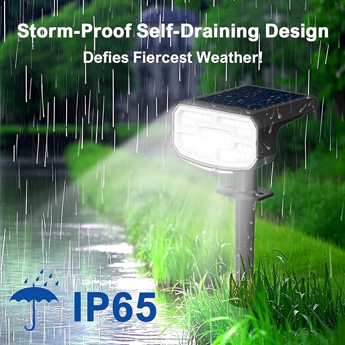 Solar Spot Lights Outdoor Waterproof IP65,6 Pack,Cool Light, 2 Lighting Modes Selectable, Solar Powered Yard Garden Solar Spot Lights for Garden Outside Landscape Auto On/Off