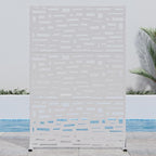 Casaphoria Metal Privacy Screen Outdoor, 72" H x 47" W Freestanding Decorative Privacy Screen for Patio Deck Balcony Garden with Stable Base, White-Gerald