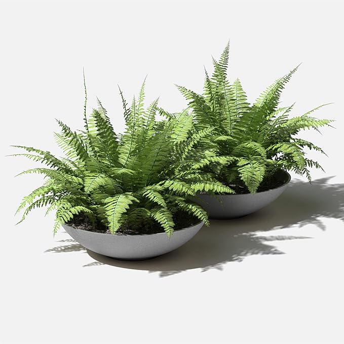 Veradek Mason Series Lane Bowl Planter-Large Round Planter for Indoor or Outdoor Tabletops/Gardens |Made from Plastic & Concrete with Drainage Holes|Modern Décor for Flowers, Succulents, Small Plants