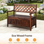 VINGLI Outdoor Storage Bench, Large Wood Deck Box with Seating, Weatherproof Outdoor Bench with Storage Loveseat, 2-Person Wooden Patio Bench for Entryway, Backyard, Garden