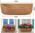 3 Pack Coco Liners for Window Planter Box - 24in 100% Natural Coconut Coir Fiber Liner Replacement for Deck Flower Box, Garden Railing Fence Trough, Wall Planter Basket, Vegetables Pot