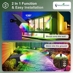 DINGLILIGHTING Solar Lights Outdoor Waterproof: IP65 Led Spot Light Decorations for Garden - Multicolor RGB Solar Powered for Yard - Dust to Dawn Uplighting Landscape Pathway Drive Patios 6PC