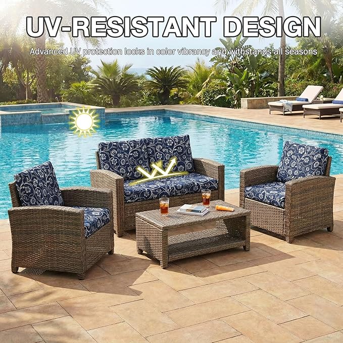 Outdoor Cushion Covers, 12-Piece Stretch Set in Baroque