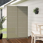 Casaphoria Metal Privacy Screen Outdoor, 72" H x 47" W Freestanding Decorative Privacy Screen for Patio Deck Balcony Garden with Stable Base, Green-Louvered