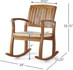 Christopher Knight Home Selma Acacia Rocking Chairs with Cushions, 2-Pcs Set, Teak Finish