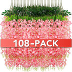Artificial Wisteria Vines, 108 Pink Hanging Flowers, 3.6 Ft Length