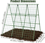 Miory Cucumber Trellis for Raised Beds, 48 x 48 Inch Metal A-Frame Garden Trellis for Climbing Plants Outdoor with Climbing Net, Plant Support for Cucumber Tomato Bean Pea