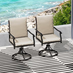 LEVELEVE 5 Piece Outdoor Patio Dining Set with 4 Swivel Dining Chairs & 1 Large Round Dining Table,Bistro Furniture Set for Lawn, Garden, Deck, Backyard and Porch