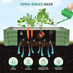 Galvanized Raised Garden Bed - 4x2x1ft Metal Garden Planter Box Outdoor | Steel Raised Bed Kit with Bracing Rods, Gloves for Gardening Vegetables Fruits and Flowers (Oliver Green)
