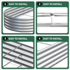 2PCS 4x2x1FT Galvanized Raised Garden Bed Kit,Vegetable Boxes-Oval Metal Flower Box,Large Planter Raised Beds Outdoor Garden for Planting,Fruit,Herb-Silver