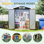 Storage Shed, 5x3 FT Brown Steel with Lockable Doors