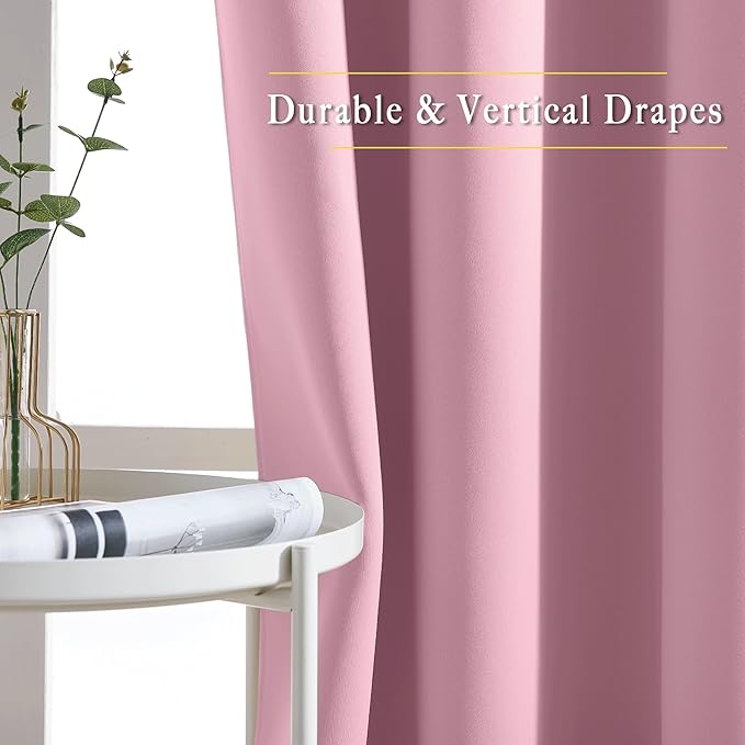 NICETOWN Blackout Curtains 63 inches Long for Living Room Bedroom, Grommet Thermal Insulated Room Divider Drape Window Treatment for Sliding Patio Door, W100 x L63, 1 Panel, Rouge Pink