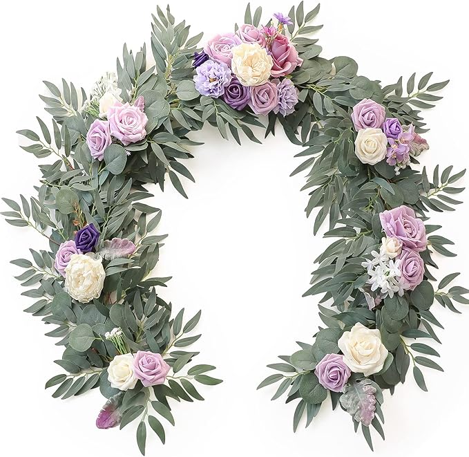Artificial Flower Garland 6ft Lilac Eucalyptus Willow Vine