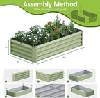 2PCS 4x2x1FT Galvanized Raised Garden Bed, Galvanized Planter Raised Garden Boxes Outdoor, Large Metal Raised Garden Beds for Vegetables-Green