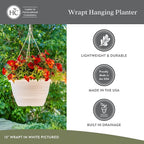 The HC Companies 13 Inch Wrapt Hanging Planters, Lightweight UV-Resistant Plastic Hanging Planters for Indoor & Outdoor Plants, 2-Pack Hanging Flower Pots for Garden, Patio & Home Decor, Pepperstone