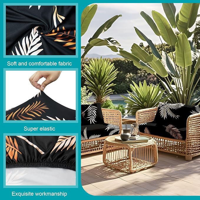 Cushion Covers, 12 Pack Stretch Microfiber Coconut Forest Patio Sofa Covers