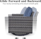 Belord 7 Piece Outdoor Furniture Patio Wicker Sofa Set, Oversize Outdoor Swivel Rocker Chairs with Rattan Ottomans, Conversation Sets Patio Furniture Come with Removable Washable Cushion Blue