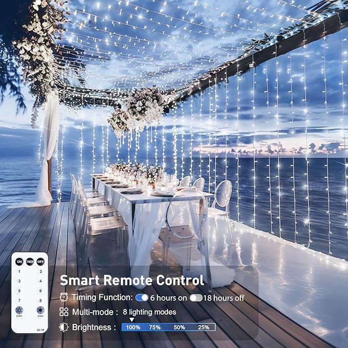 Curtain String Lights 900 LED Cool White Outdoor Waterproof 9.5 x 29.5 ft