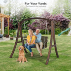 VINGLI Upgraded Patio Wooden Porch Swing for Courtyard & Garden, Heavy Duty 880 LBS Swing Chair Bench with Hanging Chains for Outdoors (Rustic, 4 FT)