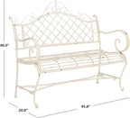 Safavieh PAT5017A Collection Adina Antique White Wrought Iron 51.25" Outdoor Garden Bench