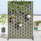 Casaphoria Metal Privacy Screen Outdoor, 72" H x 47" W Freestanding Decorative Privacy Screen for Patio Deck Balcony Garden with Stable Base, Grey-Square