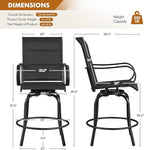 Yaheetech 2 Piece Patio Swivel Bar Stools Texteline Bistro Chairs with High Back/Armrest/Footrest, All Weather Padded Seating Outdoor Furniture Height Outdoor Chairs for Outside, Lawn & Garden