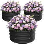 ZXZYHFTY Round Galvanized Raised Garden Bed kit,Black Outdoor Garden Raised Planter Box, Round Large Metal Raised Garden Beds for Vegetable 2 * 2 * 1ft 3 Pcs