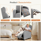 Sweetcrispy Recliner Chair Fabric Recliner Sofa No Massage, Home Theater Seating with Lumbar Support, Adjustable Push Back Overstuffed High-Density Sponge Reclining for Living Room, Slate Gray