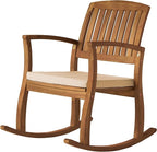 Christopher Knight Home Selma Acacia Rocking Chairs with Cushions, 2-Pcs Set, Teak Finish