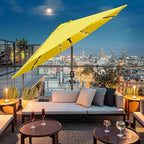 Blissun 9 ft Solar Umbrella, 32 LED Lighted Patio Umbrella, Table Market Umbrella, Outdoor Umbrella for Garden, Deck, Backyard, Pool and Beach (Yellow)