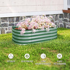 Outsunny 3.5' x 2' x 1' Galvanized Raised Garden Bed Kit, Outdoor Metal Elevated Planter Box with Safety Edging, Easy DIY Stock Tank for Growing Flowers, Herbs & Vegetables, Green