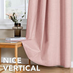 H.VERSAILTEX Linen Curtains 100% Blackout Curtains for Bedroom 84 inch Long Full Light Blocking Nature Linen Blended Window Curtains for Living Room Nickel Grommet (2 Panels, Heathered Baby Pink)