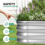 1MORE Raised Garden Bed -8X2X1 Galvanized Planter Box for Outdoor Gardening,5 in 1 Modular Raised Bed Kit with Protective Tape, Gloves for Herb,Ideal for Vegetables and Plants.Sliver-2pack