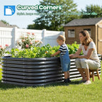 Quictent Galvanized Raised Garden Bed Kit, 8x4x2 ft Oval Metal Planter Box Tall for Vegetables Outdoor Backyard, Strengthened by Crossbar, Dark Gray
