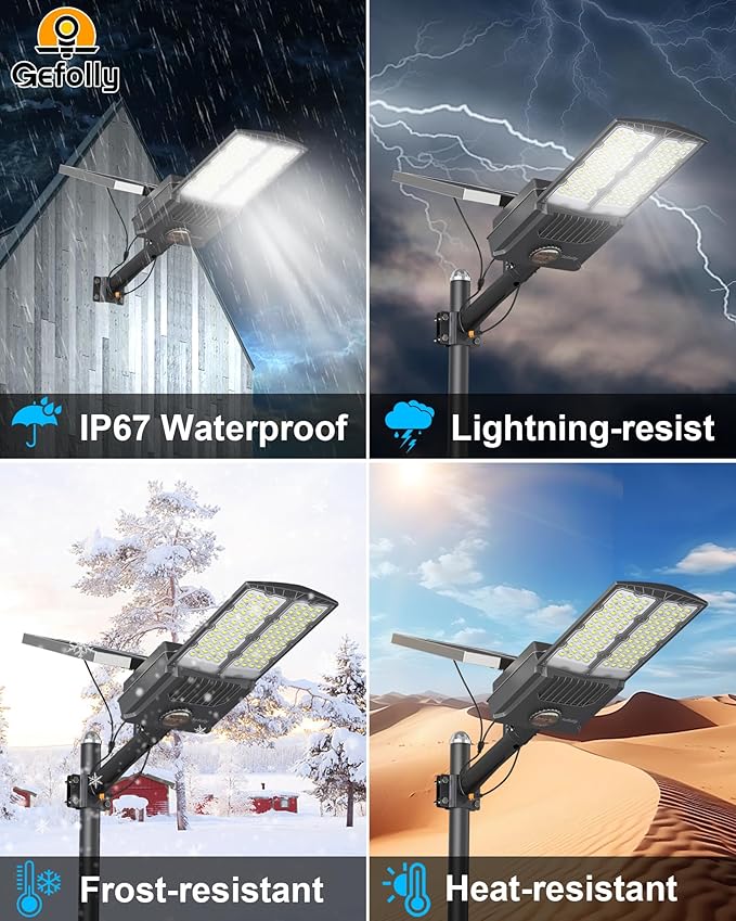Solar Street Light 104 LED Outdoor Parking Lot Fixture with Remote