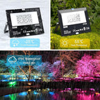 Flood Light 4 Pack, 50W RGB Color Changing Bluetooth Outdoor