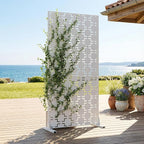 Casaphoria Metal Privacy Screen Outdoor, 72" H x 35" W Freestanding Decorative Privacy Screen for Patio Deck Balcony Garden with Stable Base, White-Square
