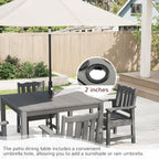 Stoog All-Weather Patio Dining Table for 4, HIPS & Aluminum Frame Outdoor Dining Table with Umbrella Hole, for Garden, Backyard and Lawn, Grey