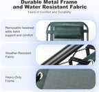 Nazhura Set of 2 Relaxing Recliners Patio Chairs Adjustable Steel Mesh Zero Gravity Lounge Chair Beach Chairs with Pillow and Cup Holder (Dark Green)