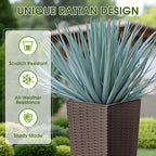 Devoko Resin Tall Planters with Tray for Outdoor Plants Set of 2, Large Taper Outdoor Planter Pots with 4 Drainage Holes, Flower Pots Modern Decor for Porch, Patio, Backyard, Garden(Brown, 24")