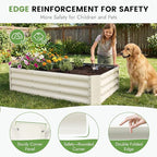 INNO STAGE 2Pcs Galvanized Raised Garden Bed Kit, 4x2x1FT Metal Raised Garden Beds for Vegetables, Rust-Resistant & Easy Assembly, Outdoor Raised Beds for Gardening, Flowers, Herbs (White)