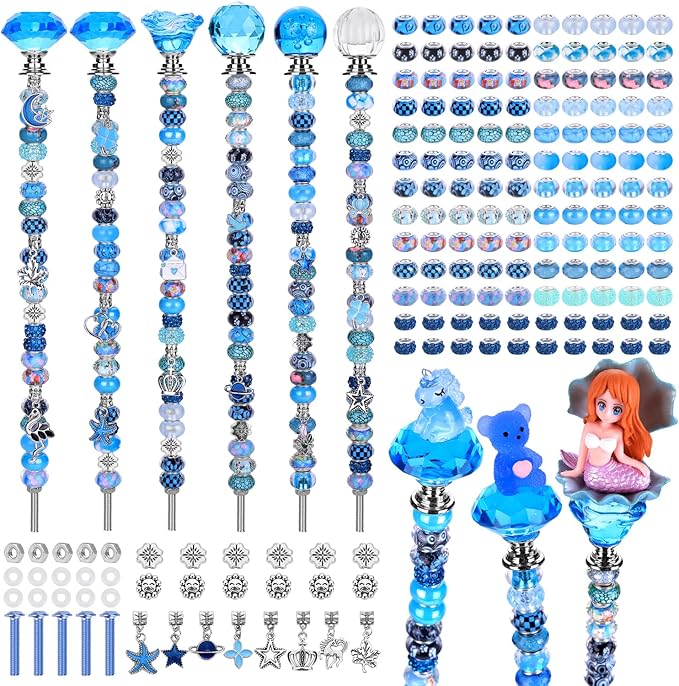 Decorative Garden Stakes, 158 Piece DIY Fairy Wand Kit in Aqua