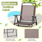 Vongrasig 6 Pieces Folding Patio Dining Set, All Weather Small Metal Outdoor Table and Chairs Set, Patio Furniture Set w/Umbrella, Glass Table & 4 Folding Chairs for Garden, Lawn, Backyard, Brown