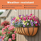 4 Pack 16" Railing Planter Window Box with Coco Fiber Liner Horse Trough Planter The Railing Planters Boxes for Deck Porch Fence Outdoor